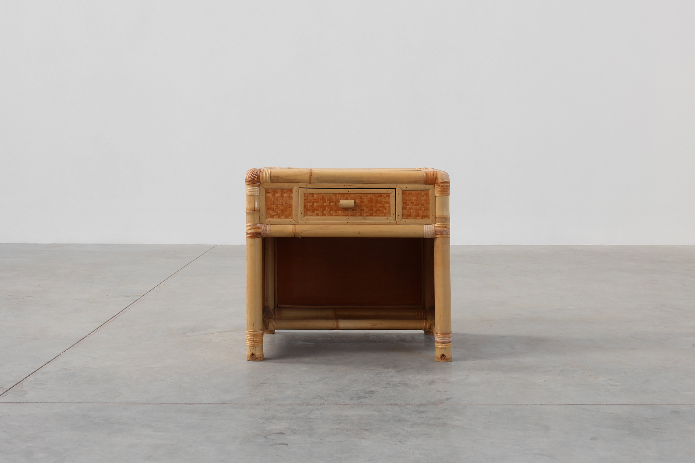 Italian 1970s bamboo and wicker chest of drawers or nightstandthumbnail